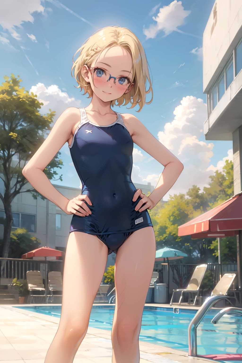 スク水の眼鏡っ娘