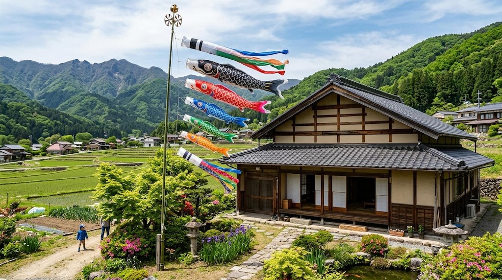 屋根より高い鯉のぼり