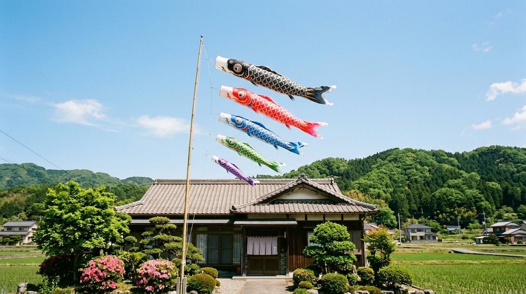 屋根より高い鯉のぼり