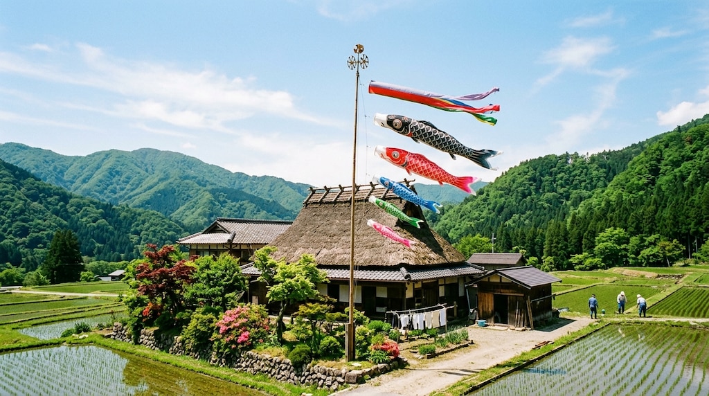 屋根より高い鯉のぼり