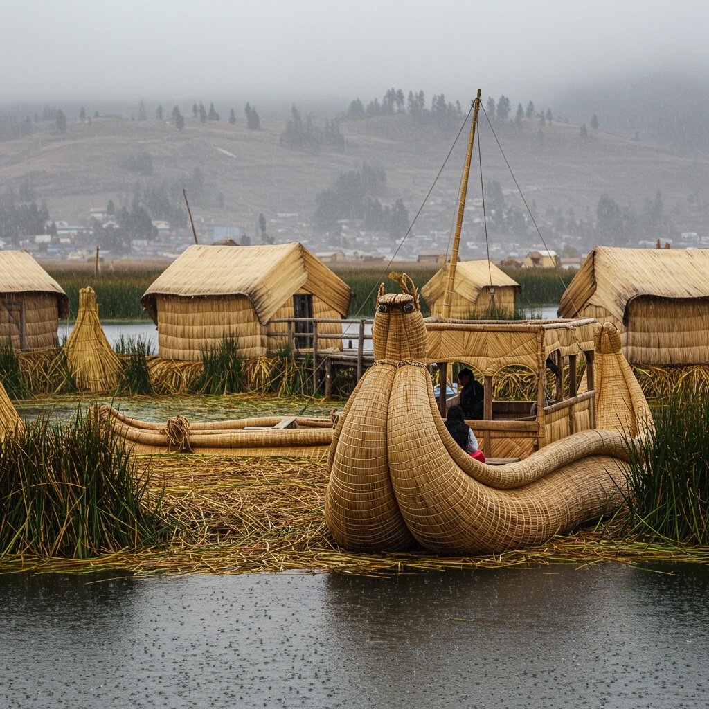 チチカカ湖はどしゃぶり