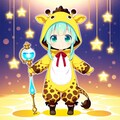 星の砂時計とキリン着ぐるみちび子ちゃん 2枚目