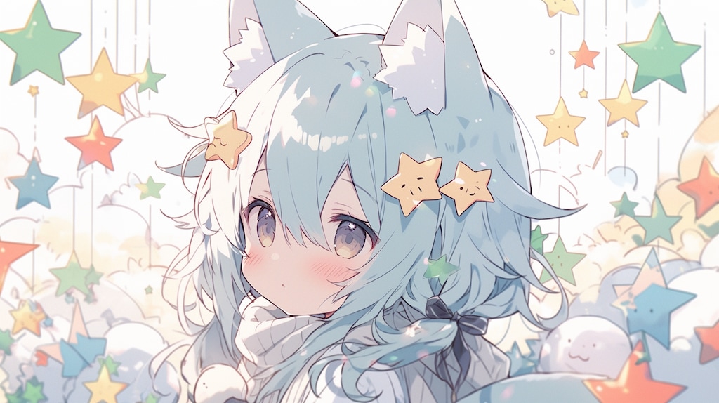 星空の魔法で生まれた猫娘の微笑み