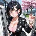 パンツスーツ姿の爆乳女子大生 4枚目