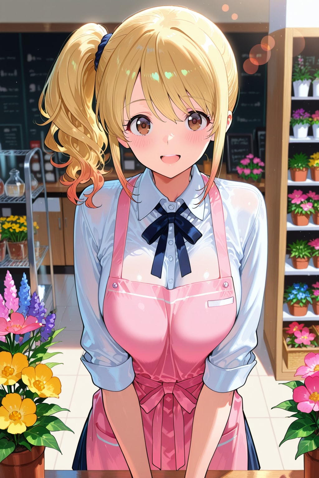 花屋で働くサイドポニーテールちゃん