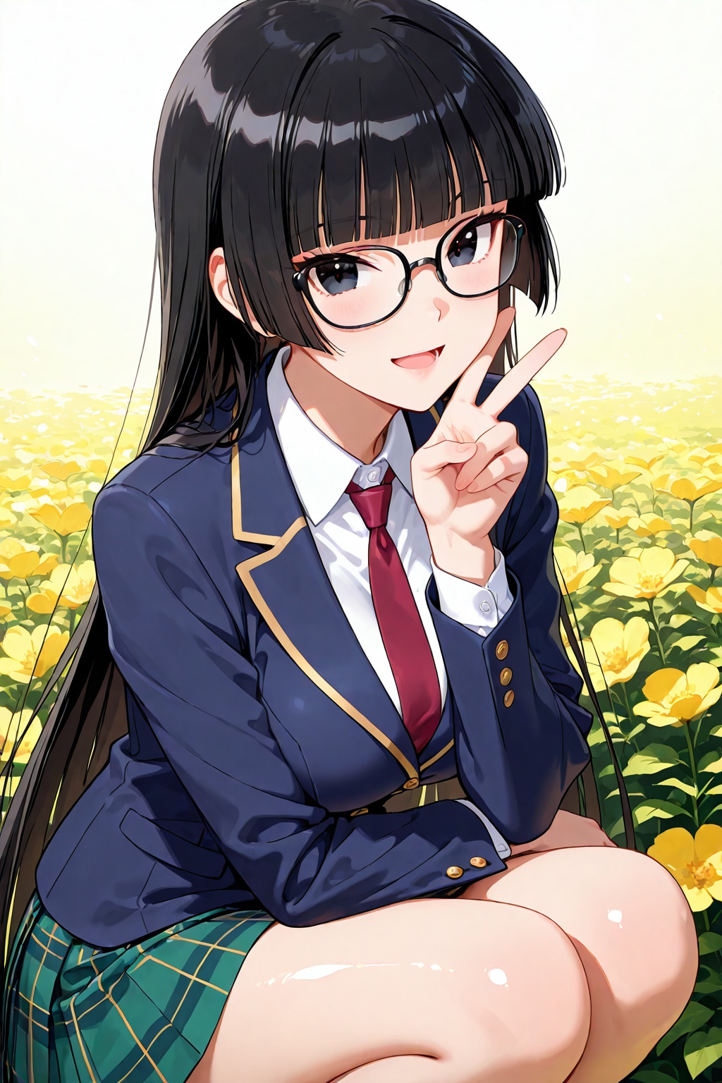 しゃがみピース杏樹