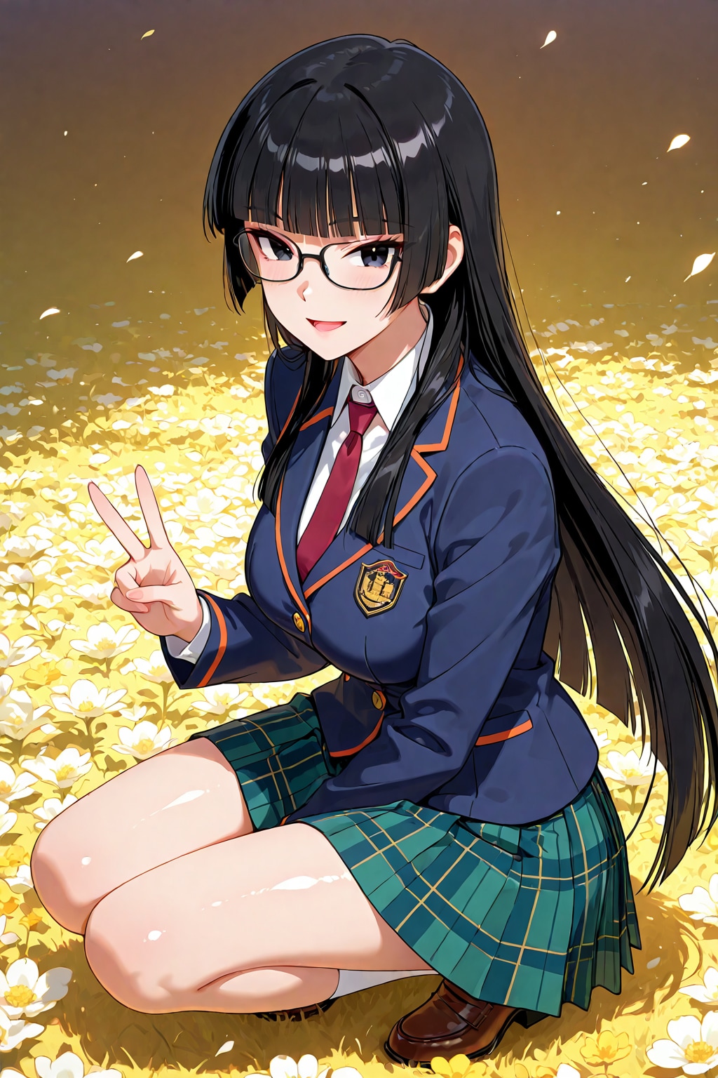 しゃがみピース杏樹