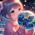 地球を膨らます女の子 3枚目