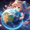 地球を膨らます女の子 4枚目