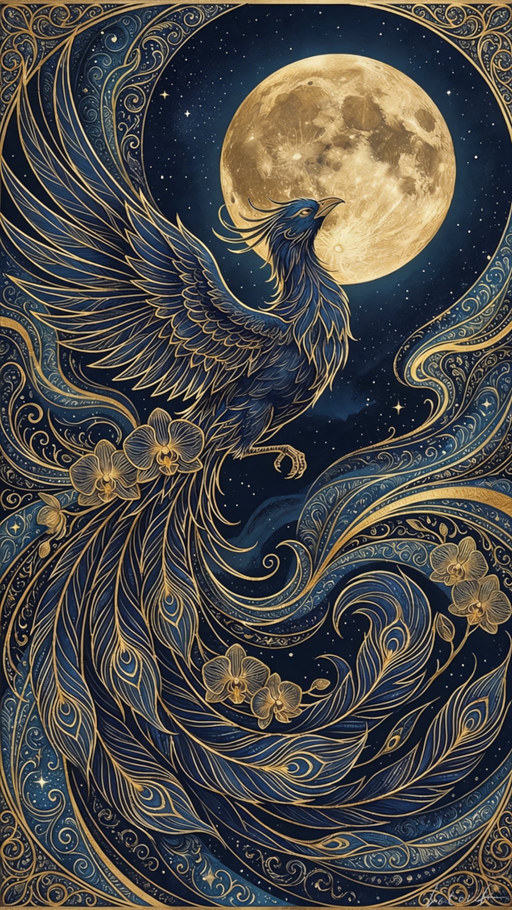 月と踊る蒼きフェニックス／スマホ壁紙アーカイブ