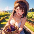 ブドウの収穫をする少女 2枚目