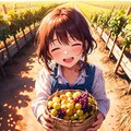 ブドウの収穫をする少女 4枚目