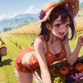 ブドウの収穫をする少女 3枚目