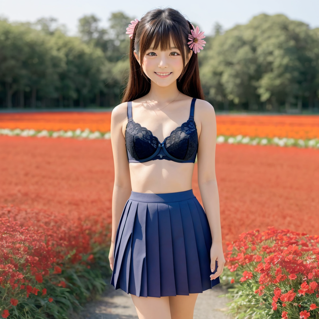 お花畑で制服を脱いだJK1