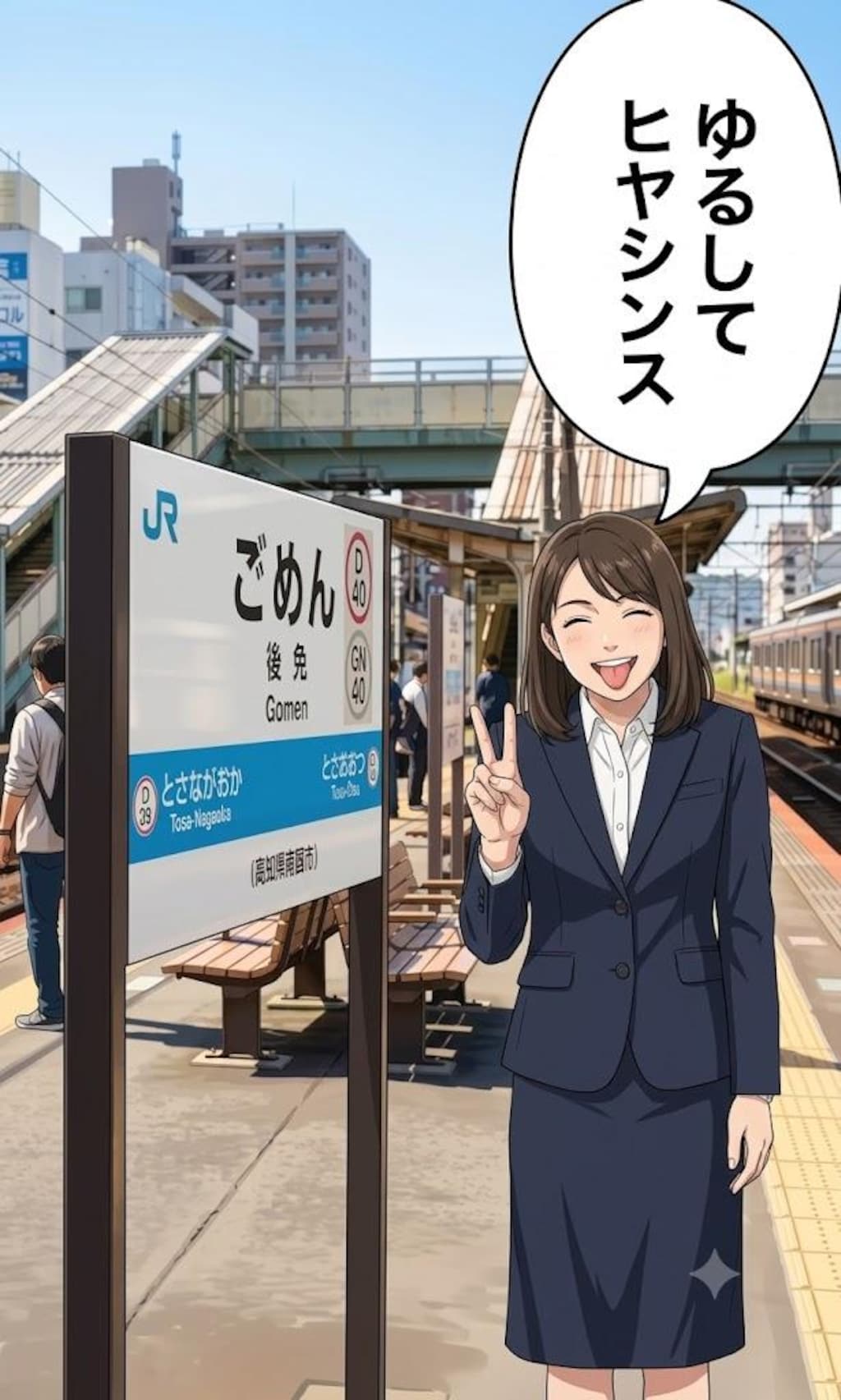 後免(ごめん)駅で謝罪