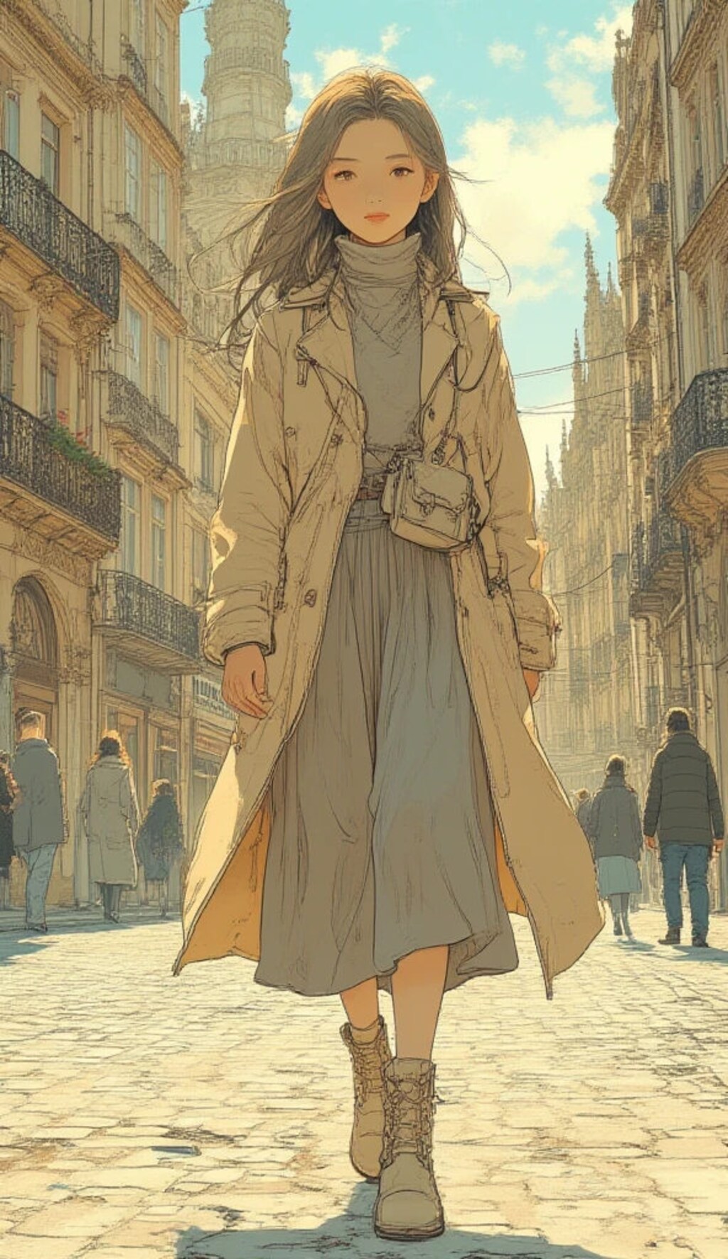 ✨AIが描く異文化の魅力！ブリュッセル名所巡り×アニメ女子の北欧エレガントコーデ3選✨