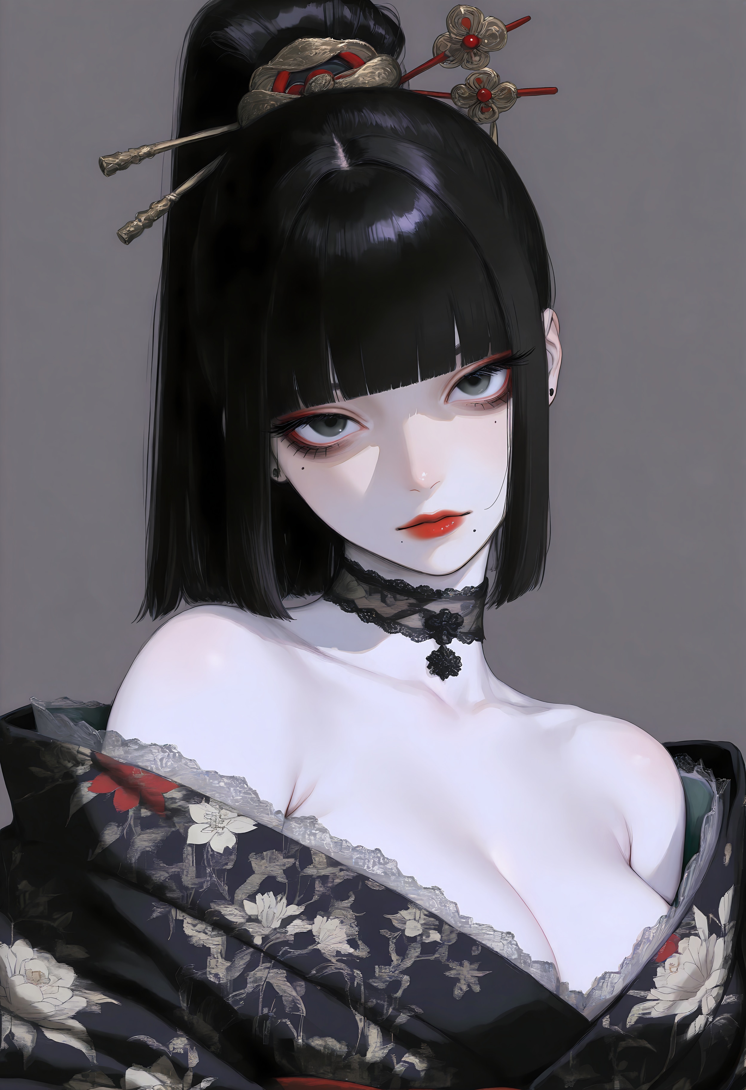 black high ponytail
