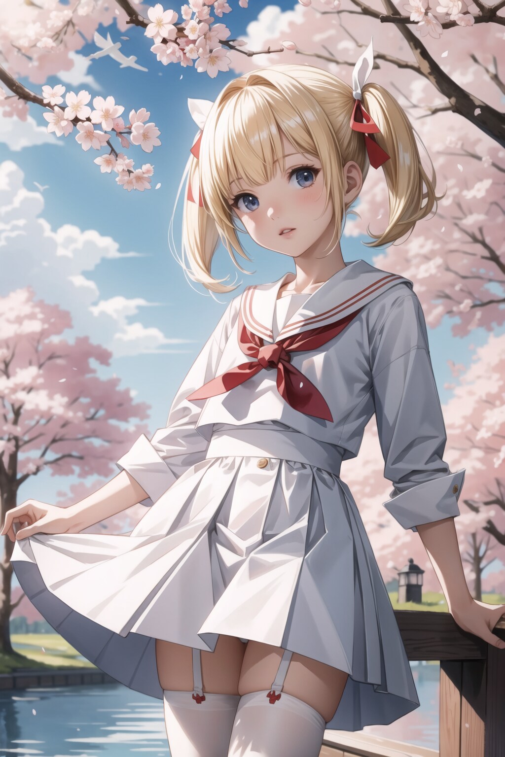 桜と少女