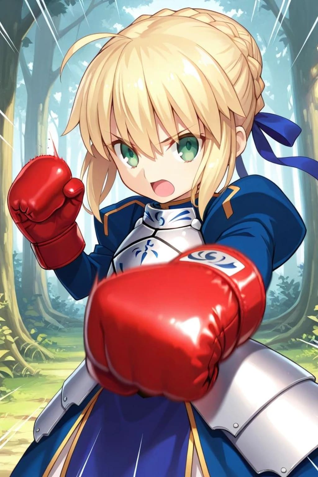ボクシンググローブを装着したアルトリア・ペンドラゴン