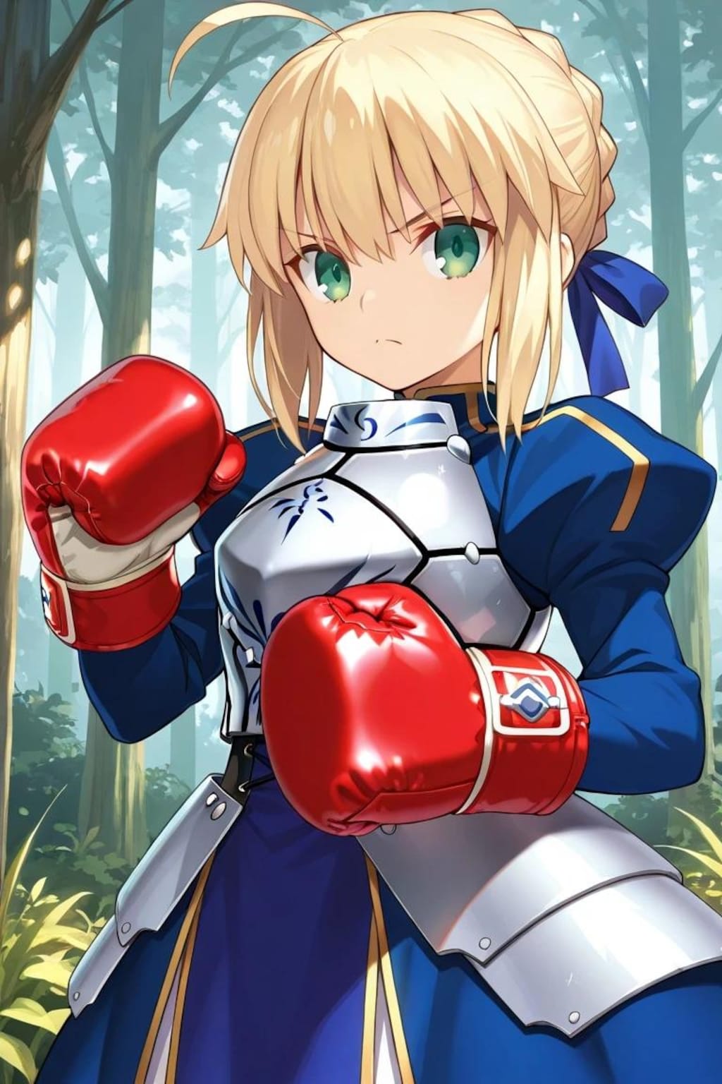 ボクシンググローブを装着したアルトリア・ペンドラゴン