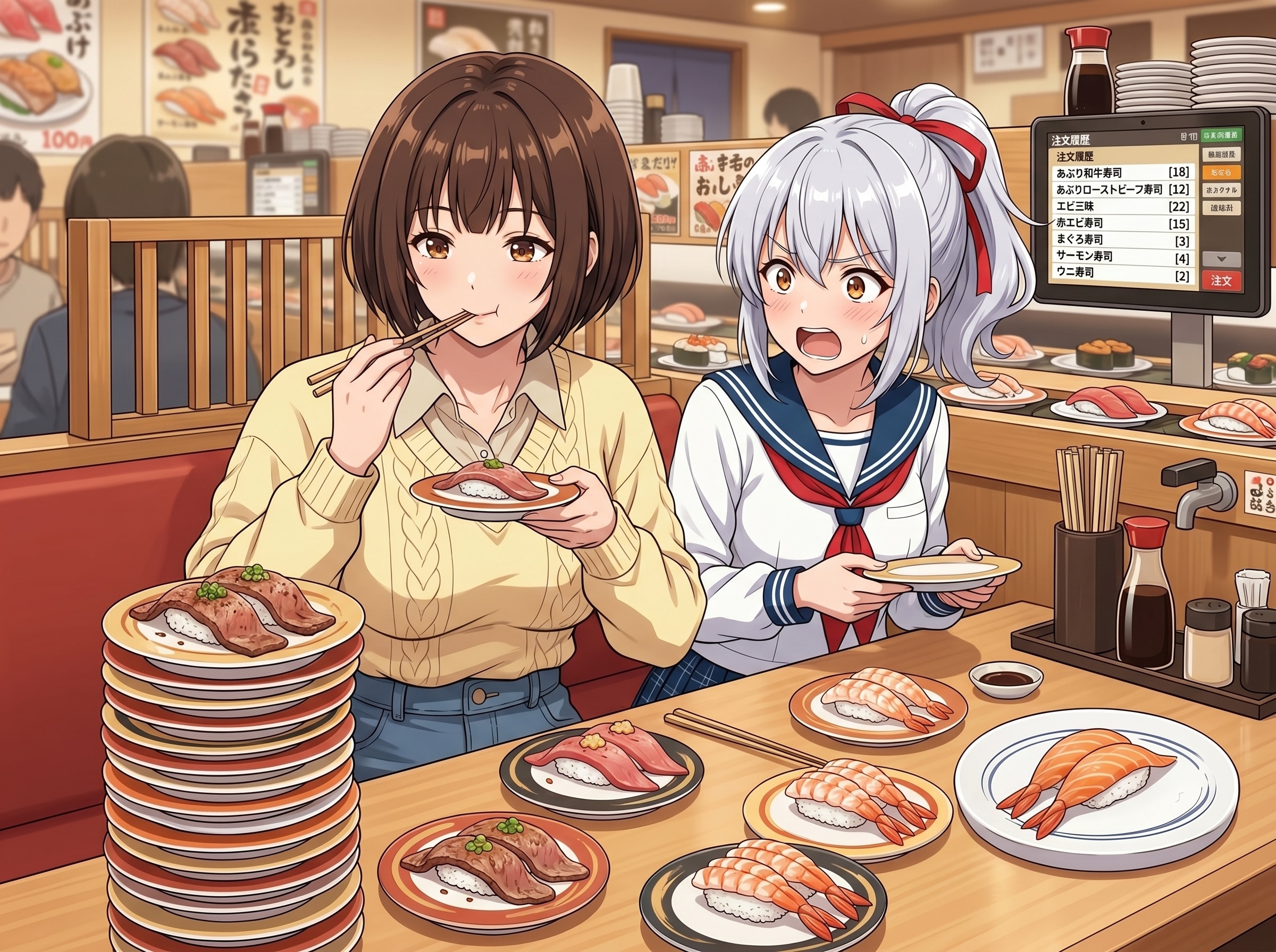 アキちゃん　回転寿司にて・・・ | の人気AIイラスト・グラビア