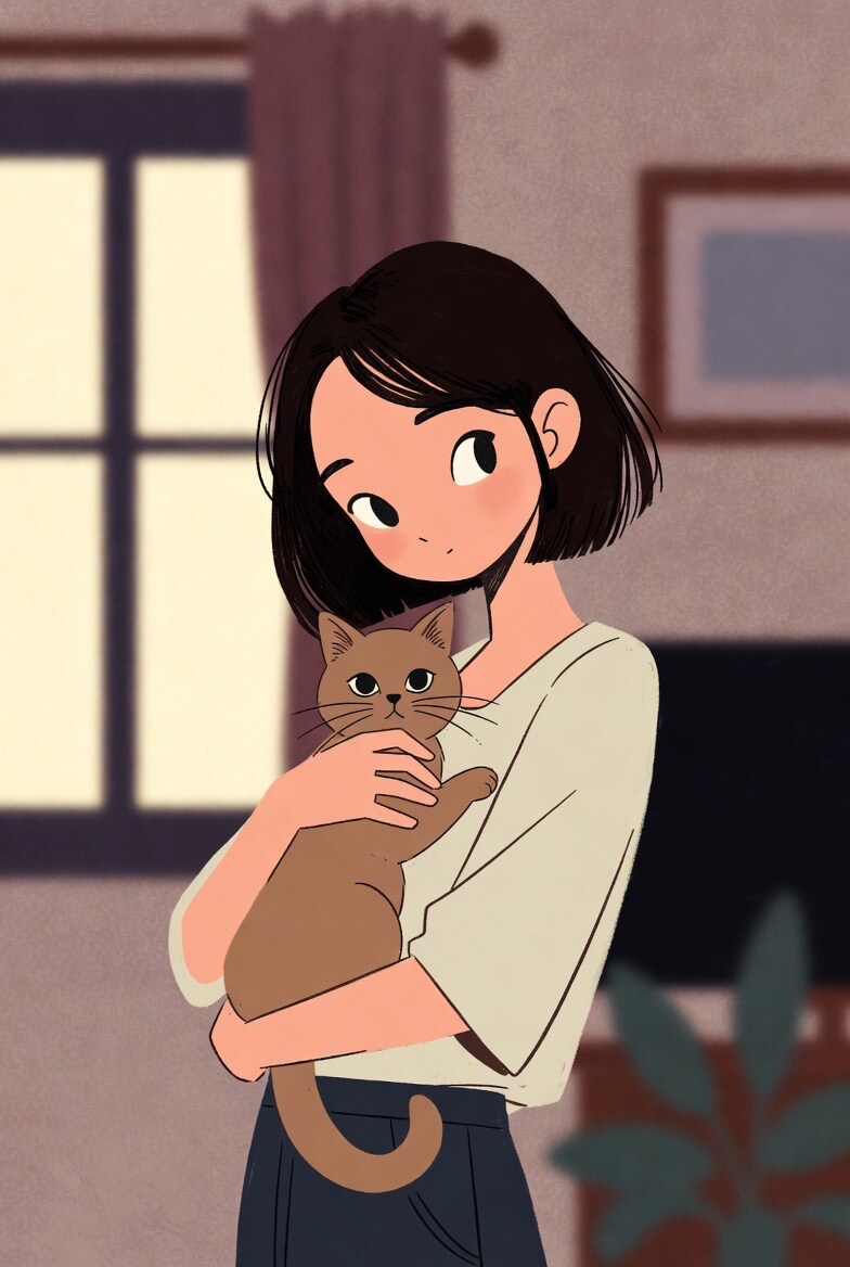 猫と女の子
