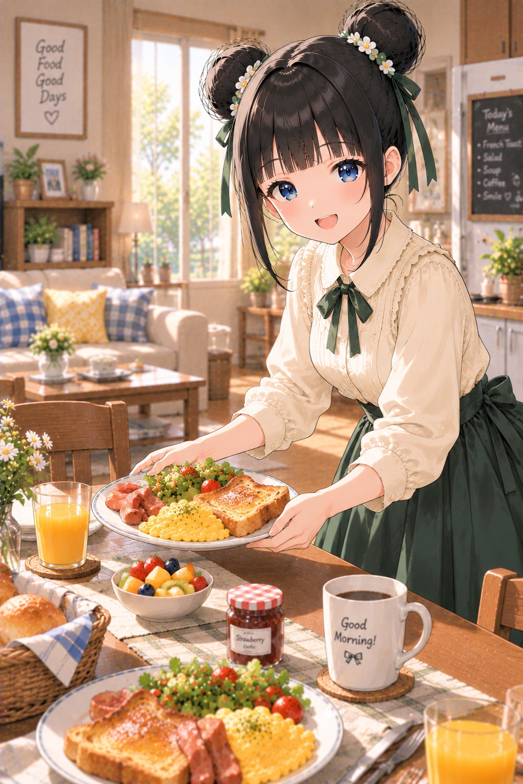 おだんごちゃん🍡✨と朝ごはん🍚✨　9/20 | の人気AIイラスト・グラビア