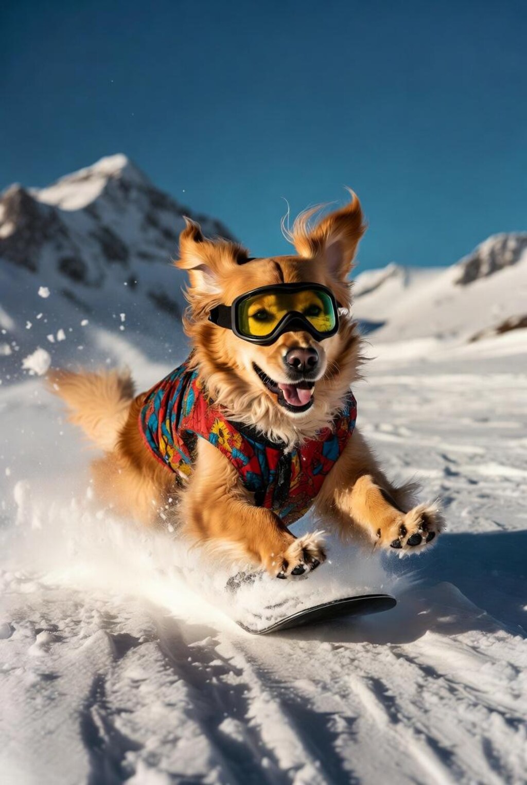 スノボーに乗りたい犬