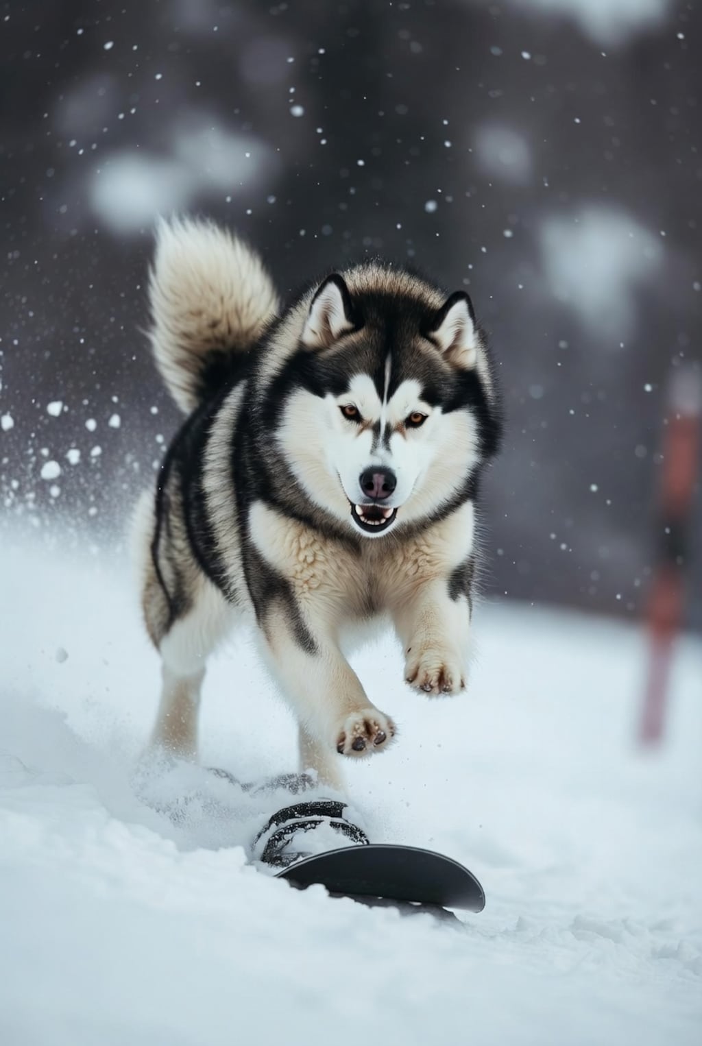 スノボーに乗りたい犬