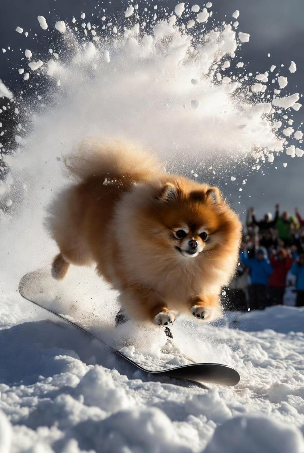 スノボーに乗りたい犬