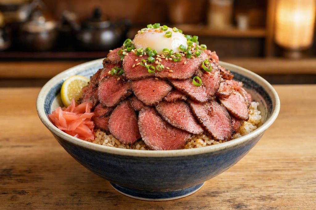 山盛りローストビーフ丼