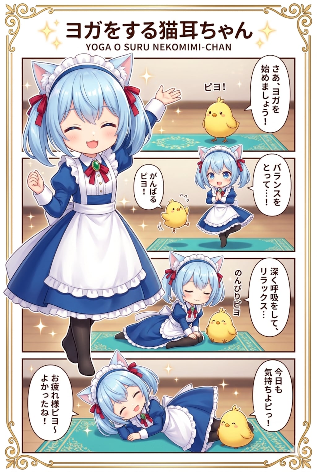 ヨガをする猫耳ちゃん