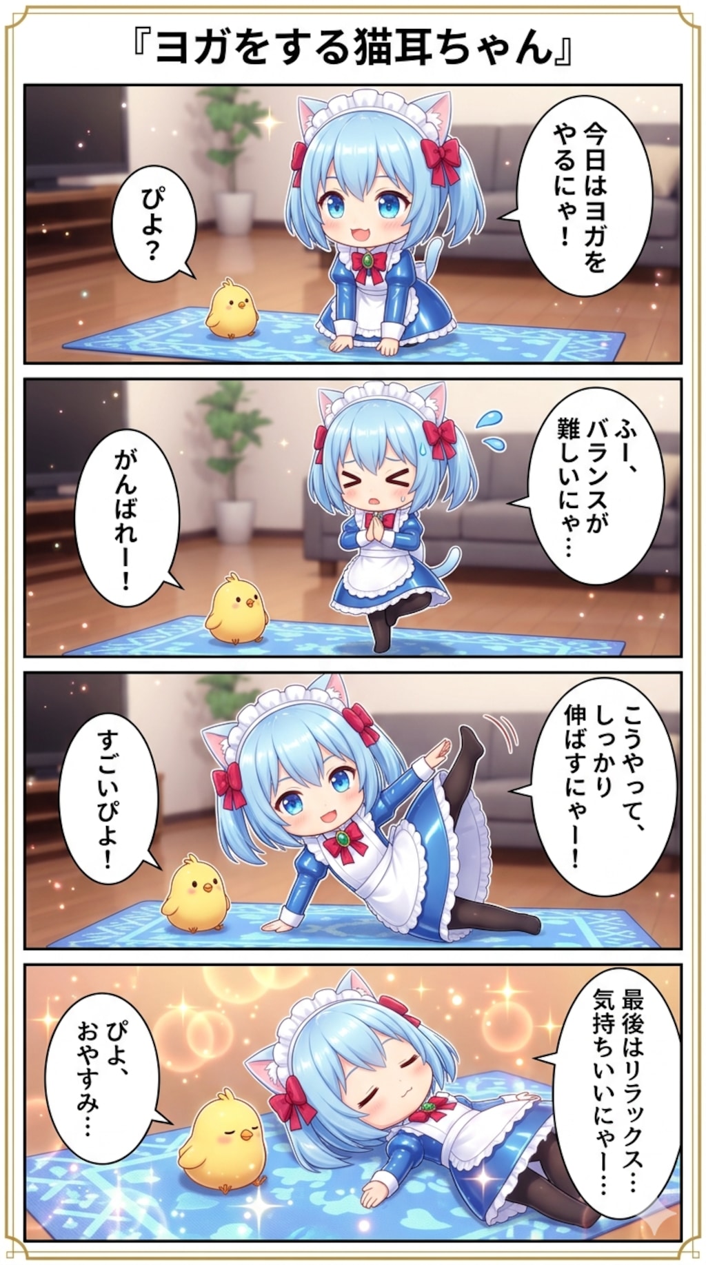 ヨガをする猫耳ちゃん