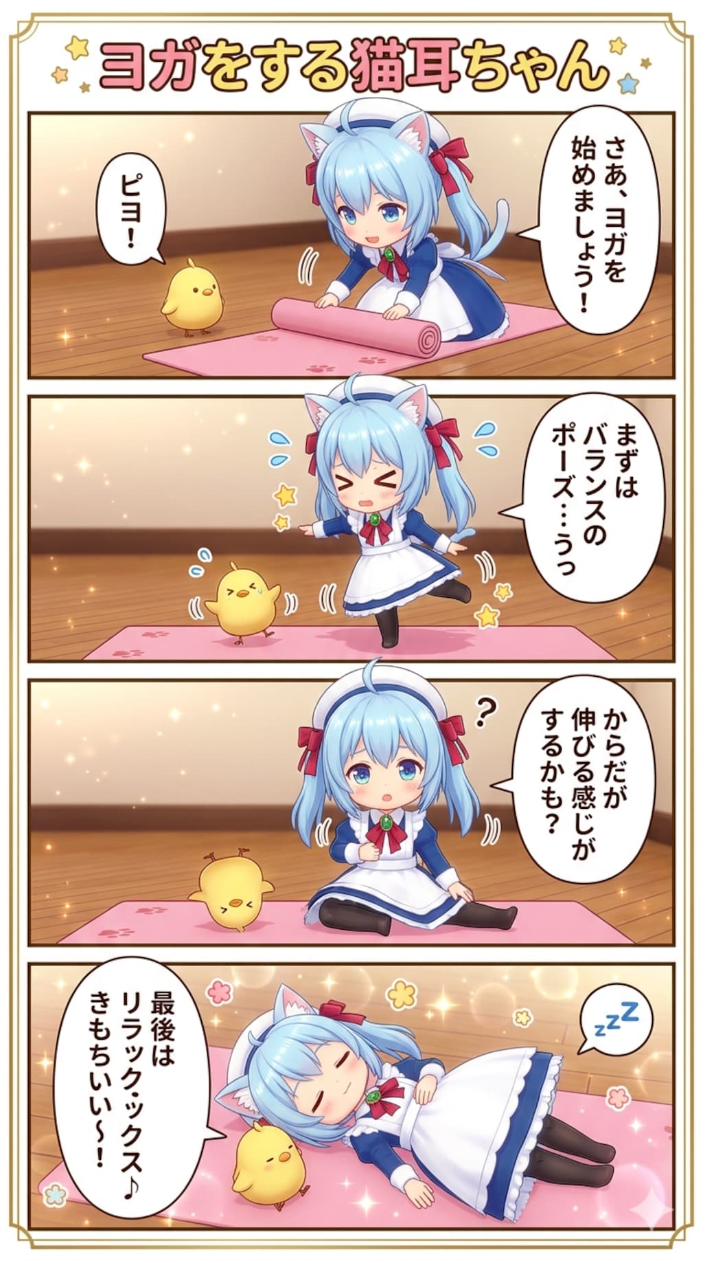ヨガをする猫耳ちゃん