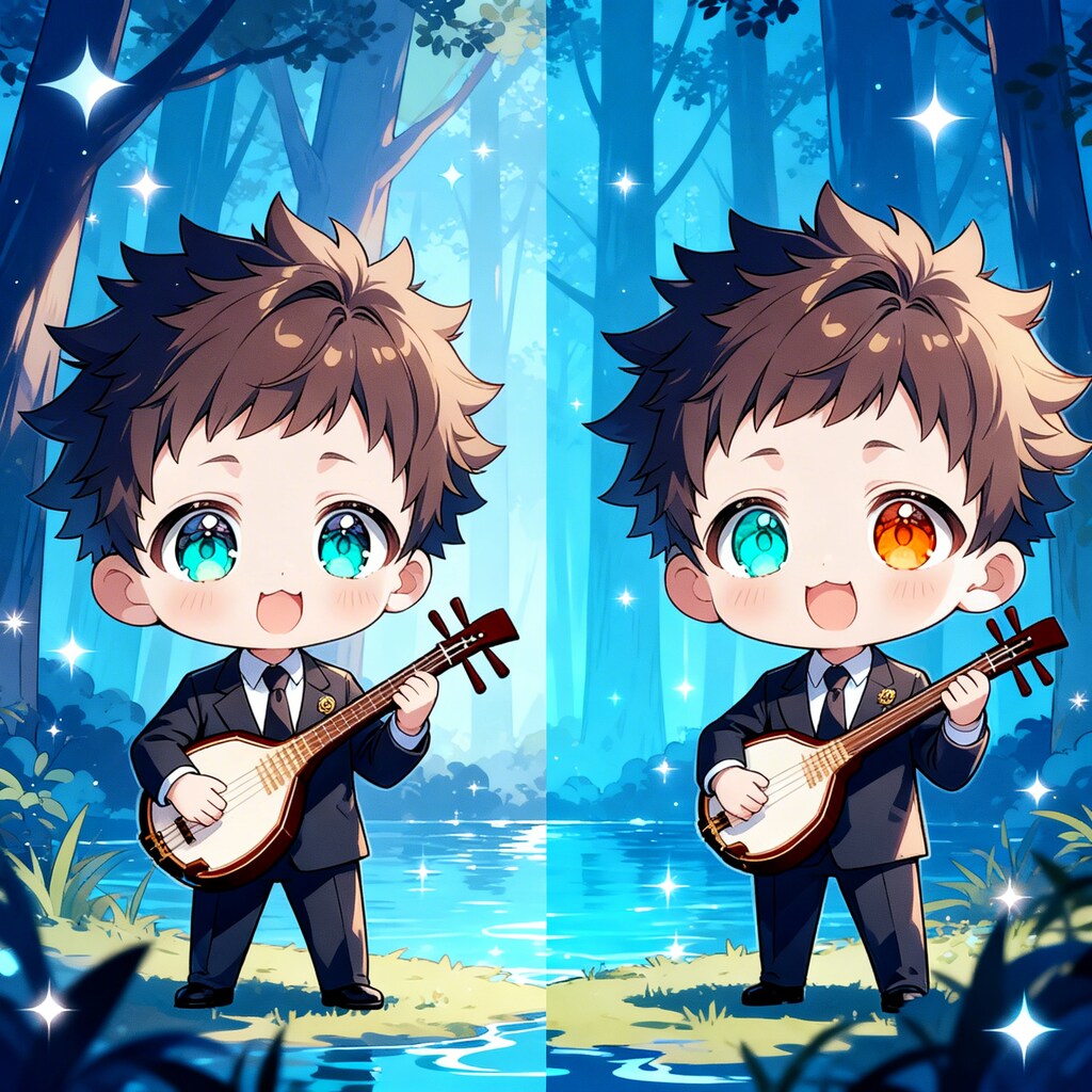 三味線を演奏する少年