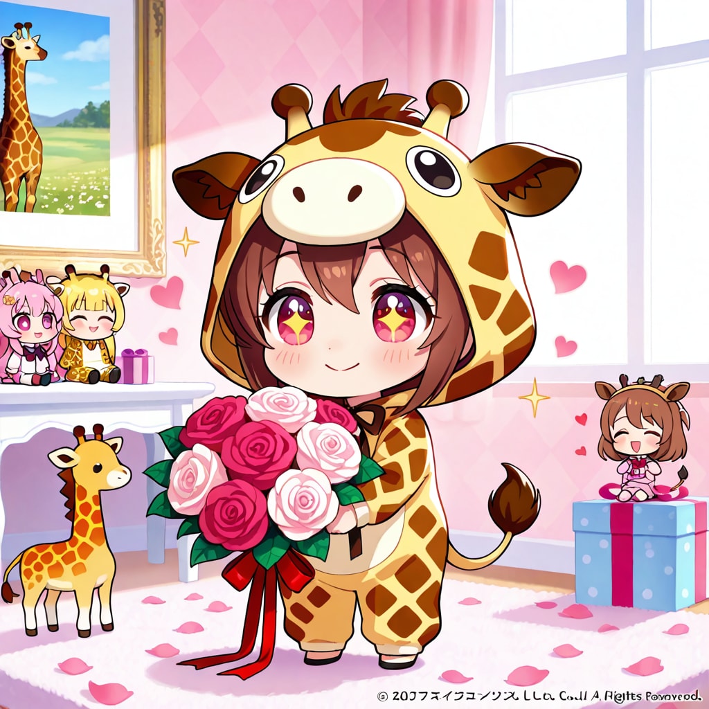 恋人の日のキリン着ぐるみちび子ちゃん