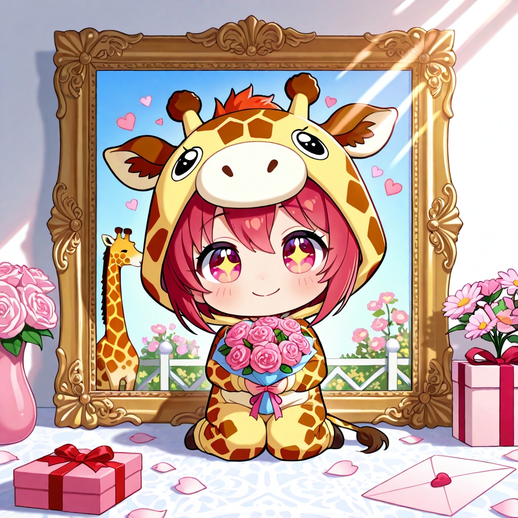 恋人の日のキリン着ぐるみちび子ちゃん