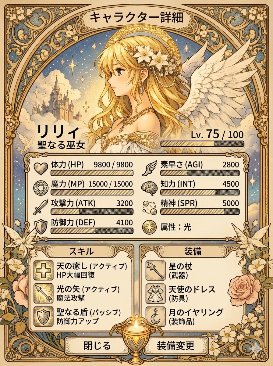 天使の子のステータス | の人気AIイラスト・グラビア