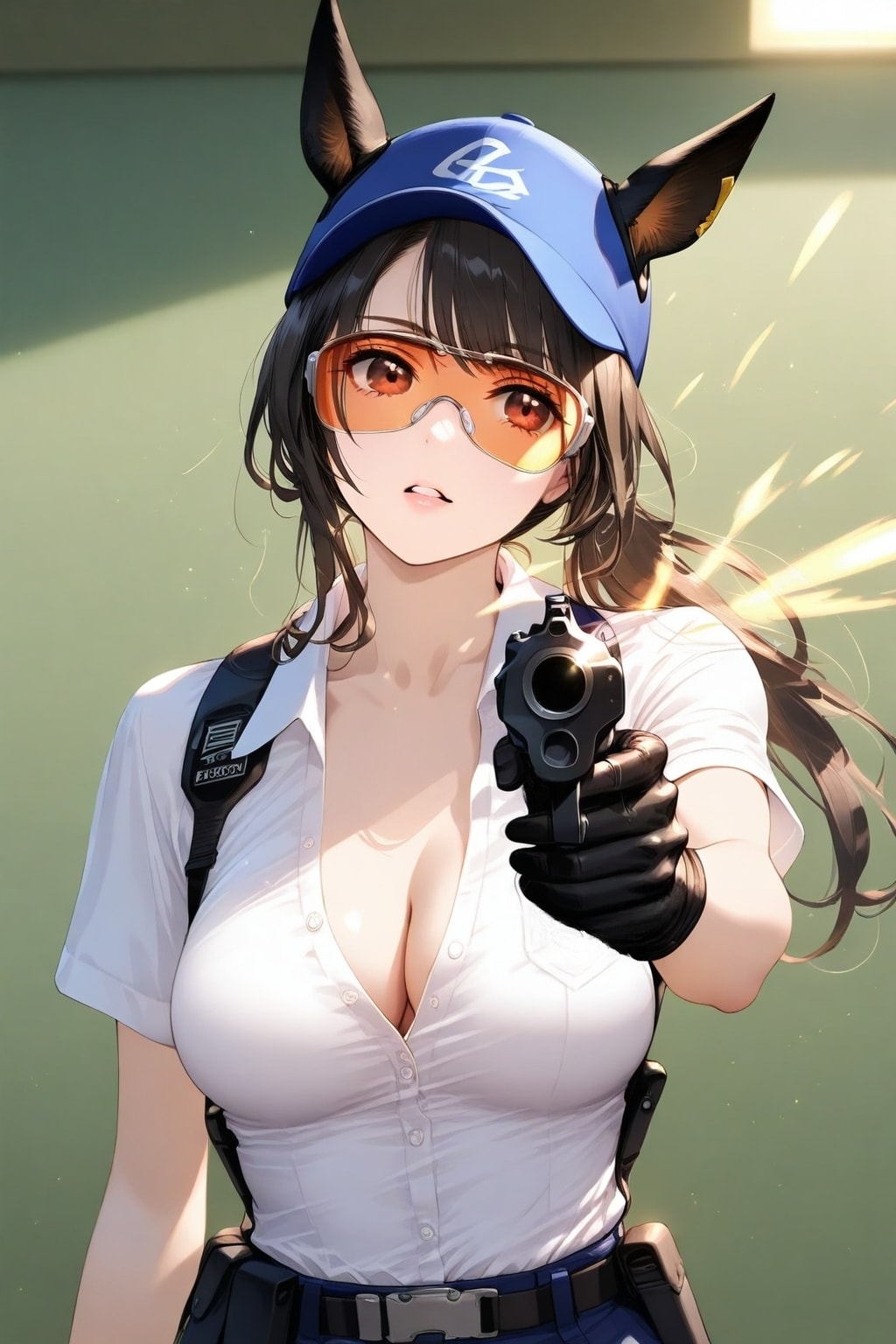 馬子ちゃんは片手で撃つのよ。