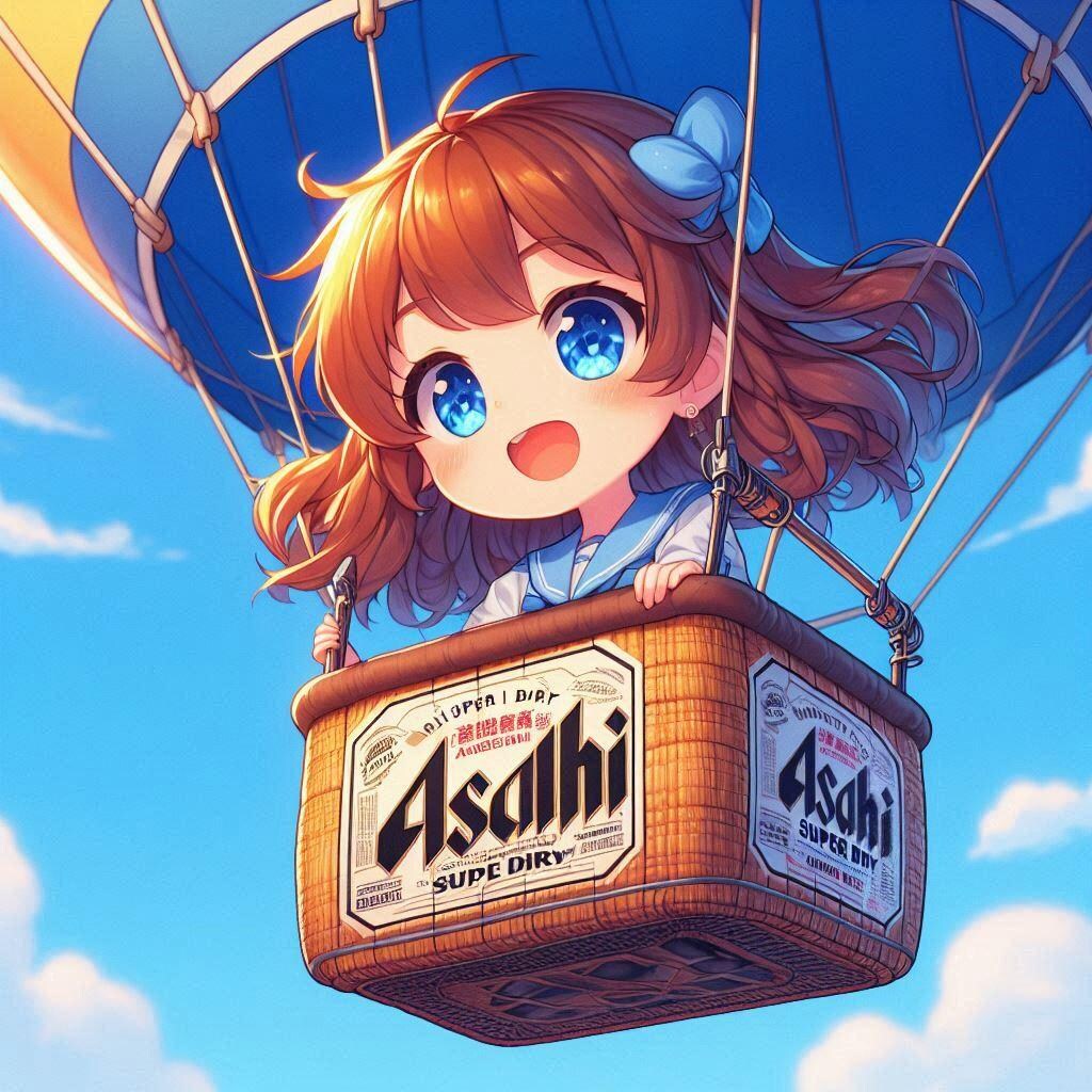 気球に乗って空を飛ぶ小さな女の子