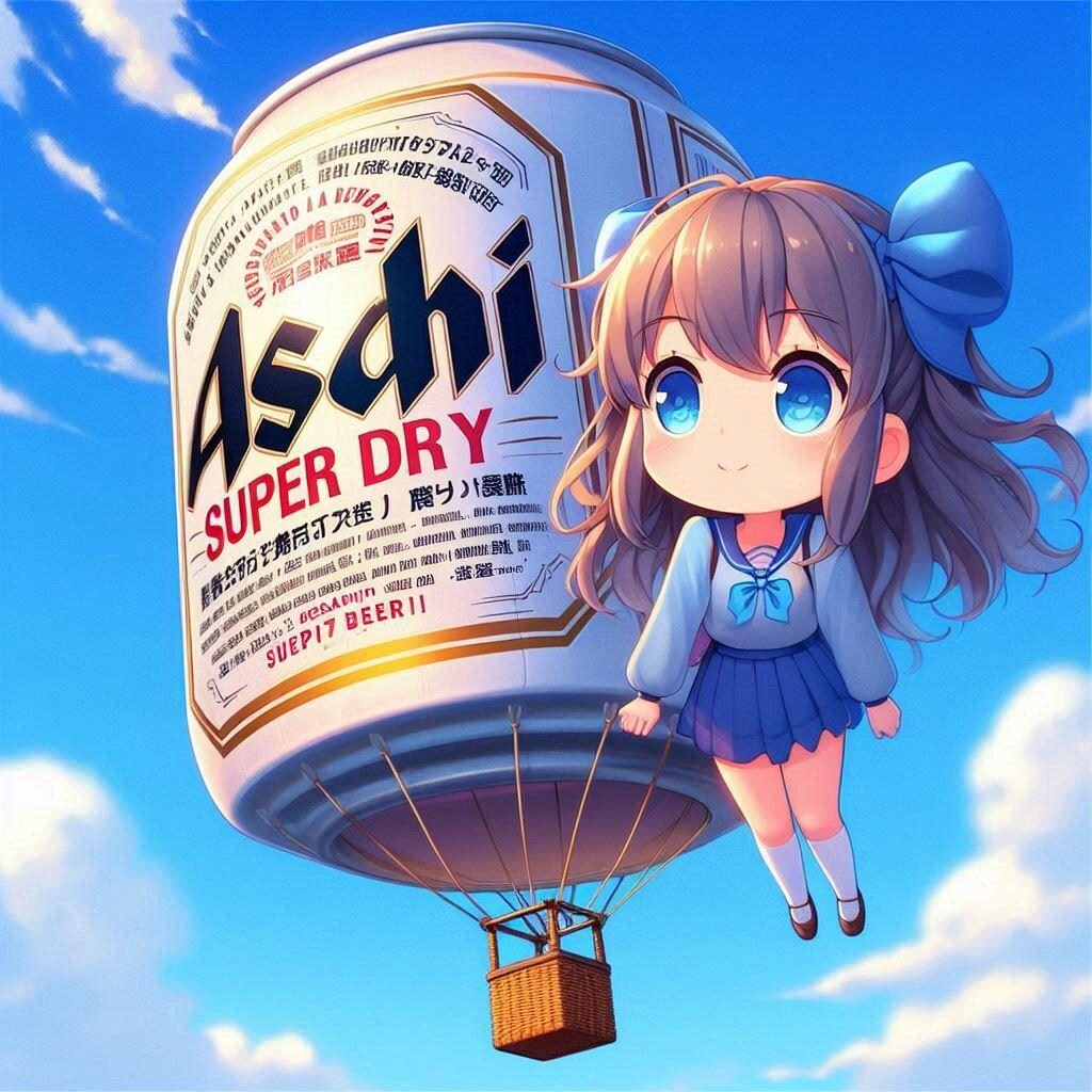 気球に乗って空を飛ぶ小さな女の子