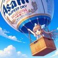 気球に乗って空を飛ぶ小さな女の子 2枚目