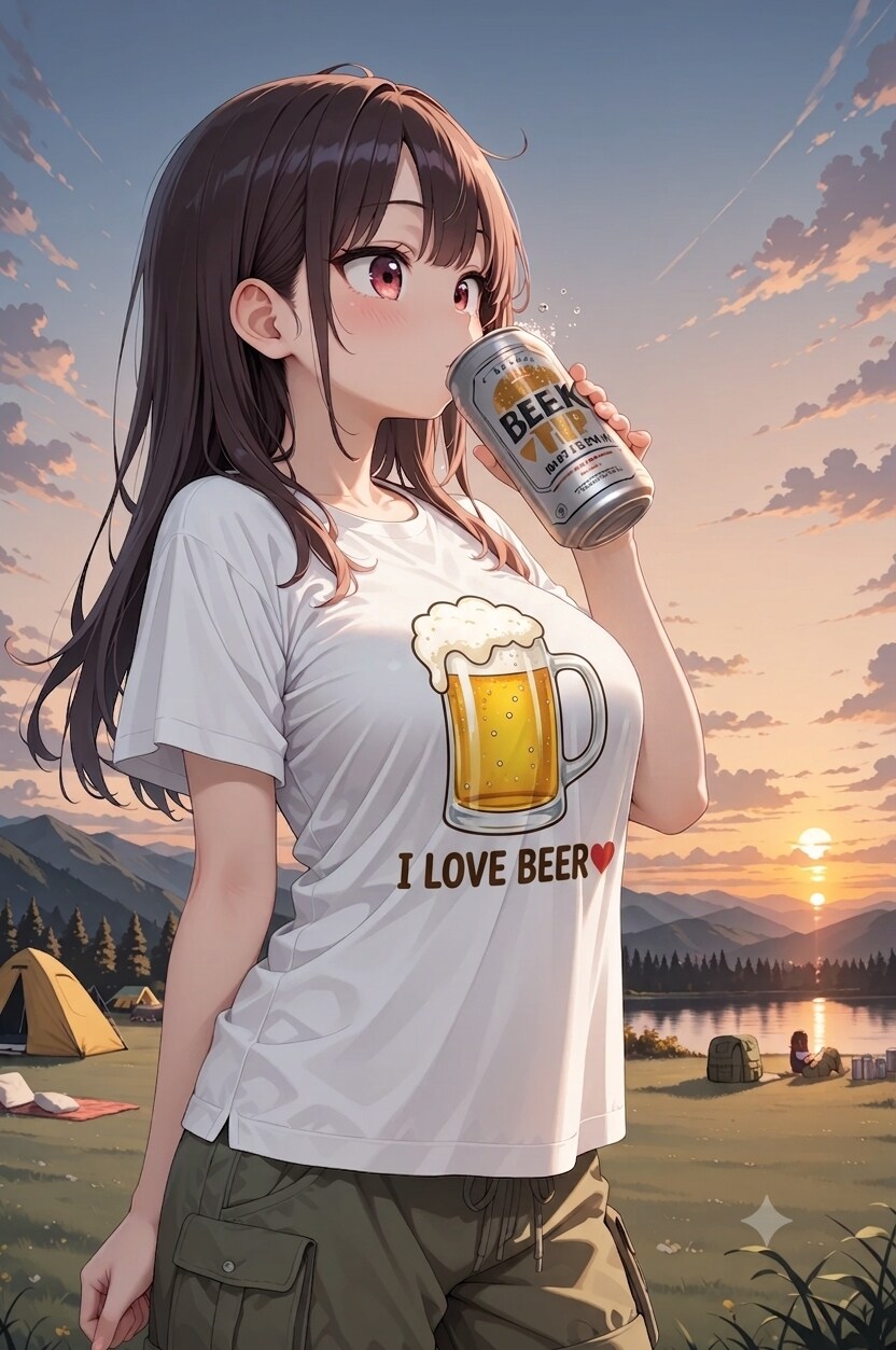 外で飲むビールはうまいなー