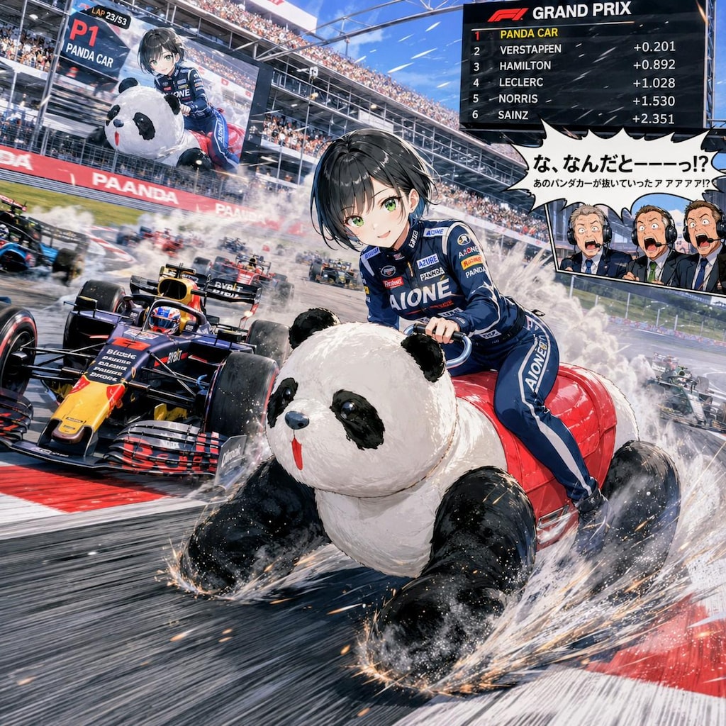 パンダカーで高速に走る藍音ちゃん