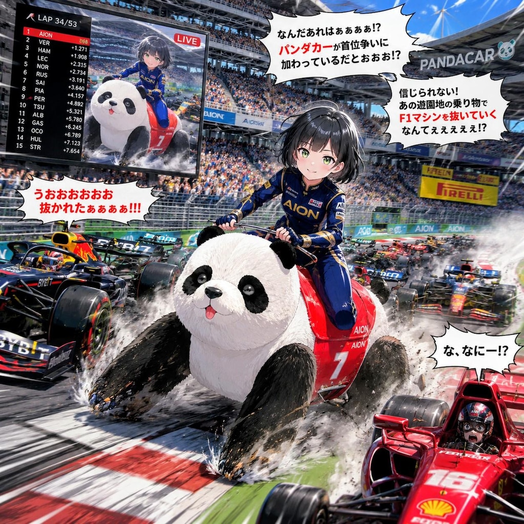 パンダカーで高速に走る藍音ちゃん