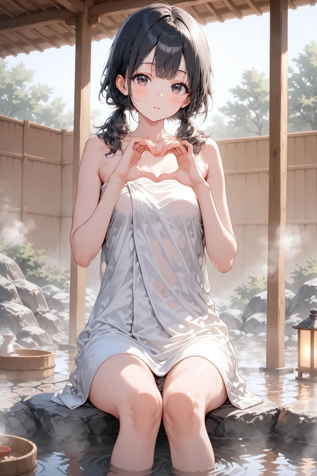陽菜・沙月・葵｜温泉モデル撮影ヌードイラスト集