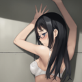 half-closed eyes, hands on wall, white lingerie, ass focus-01 3枚目