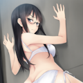 half-closed eyes, hands on wall, white lingerie, ass focus-01 10枚目