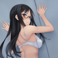 half-closed eyes, hands on wall, white lingerie, ass focus-01 11枚目
