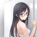 half-closed eyes, hands on wall, white lingerie, ass focus-01 4枚目
